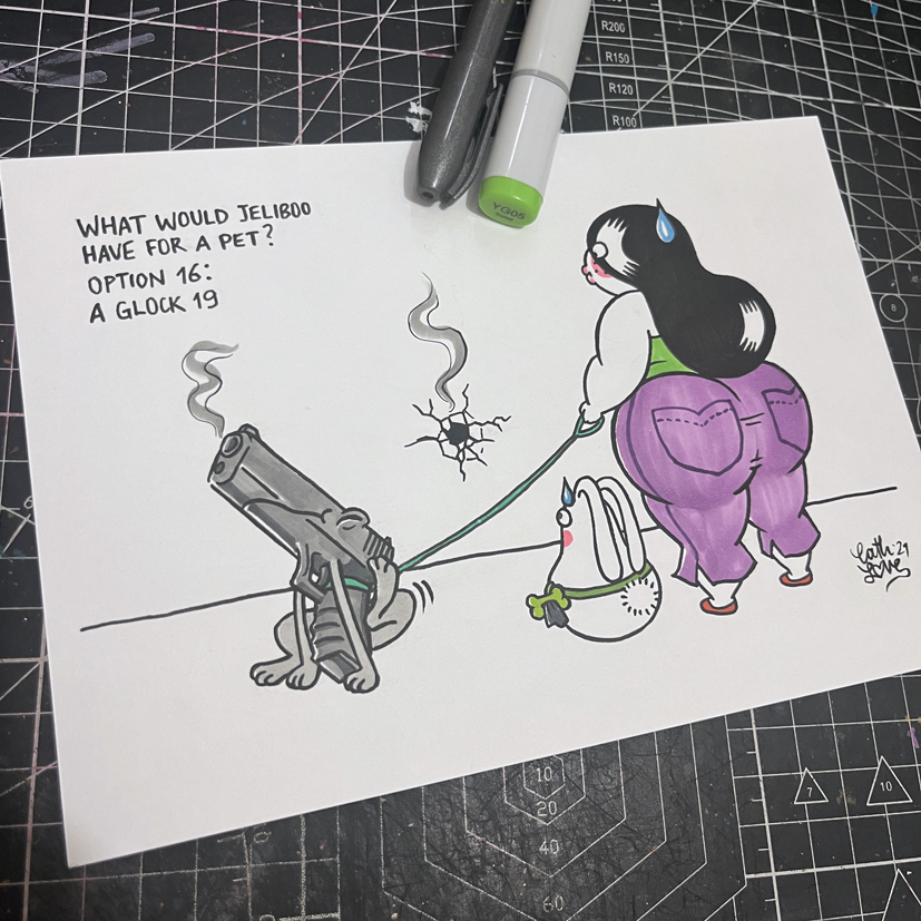 Jeliboo original drawing: A Glock 19 for a pet?! - Image 3