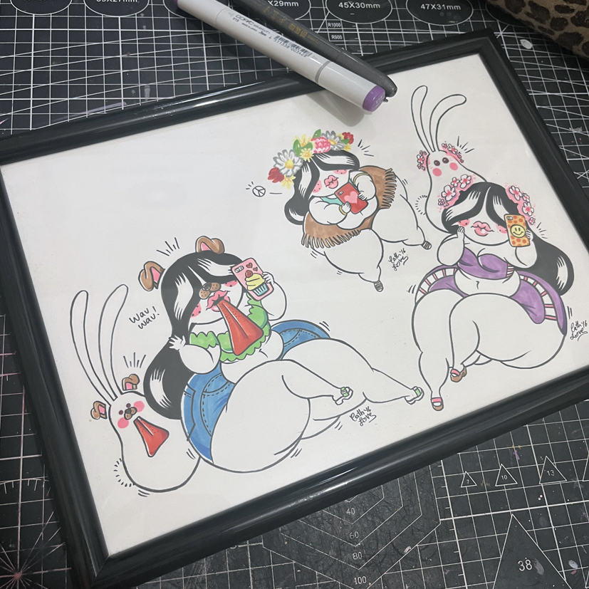 "Snapchat Filter Jeliboos" original framed drawing - Image 4