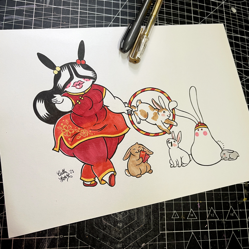 Jeliboo original drawing: 2023 Year of the Rabbit Jeliboo - Image 2